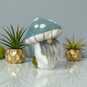 Handmade Mushroom Gnome Blue and White